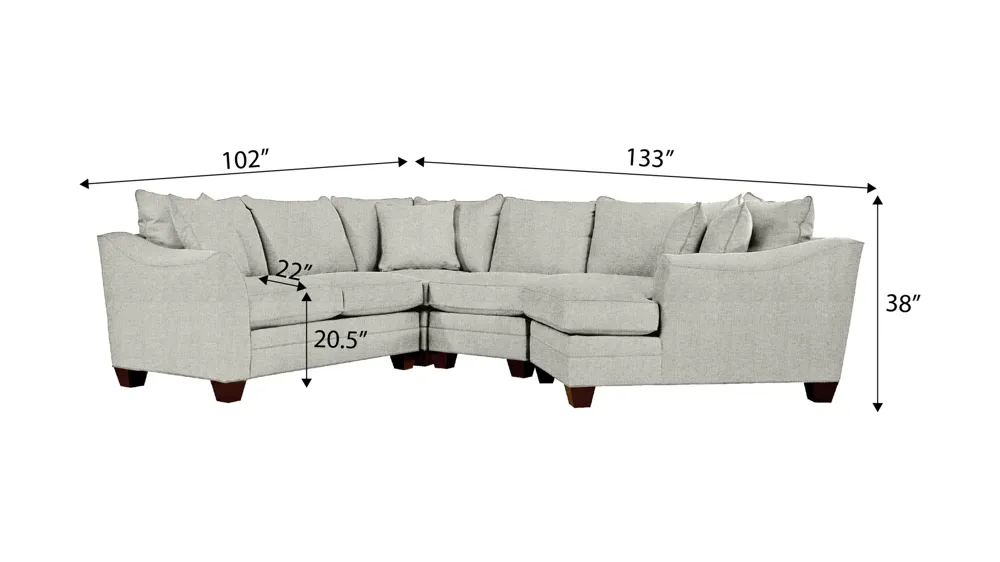 Foresthill 4-pc. Right Hand Cuddler Sectional Sofa Dimensions