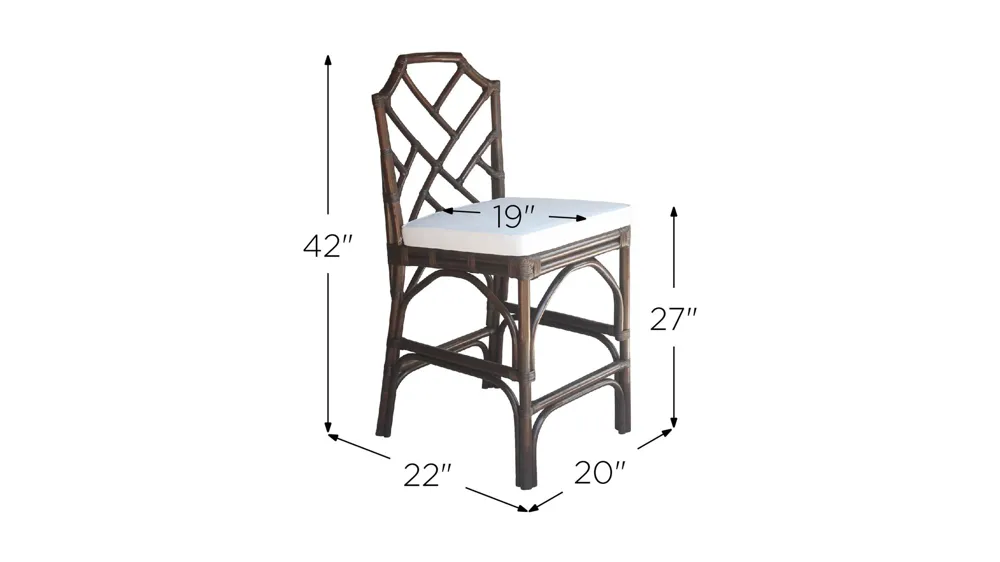 Kara Rattan Counter Stool - Set of 2 Dimensions