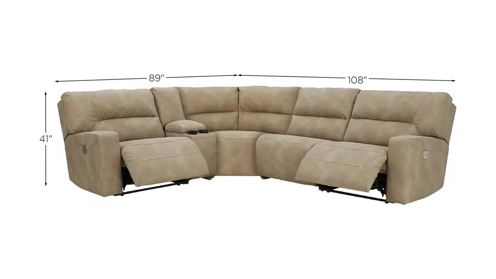 Next-Gen DuraPella 5-Piece Power Reclining Sectional Dimensions