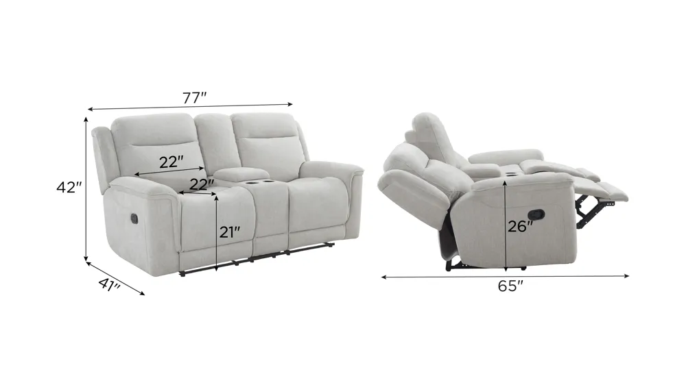 Bristol Reclining Console Loveseat Dimensions
