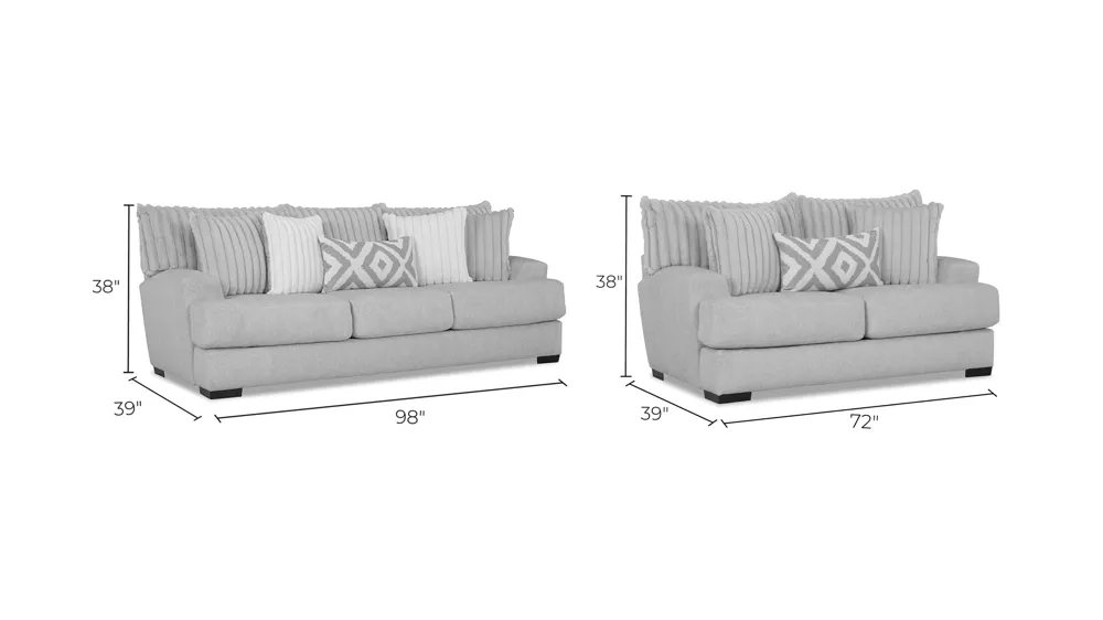 Mondo 2-pc. Sofa & Loveseat Set Dimensions
