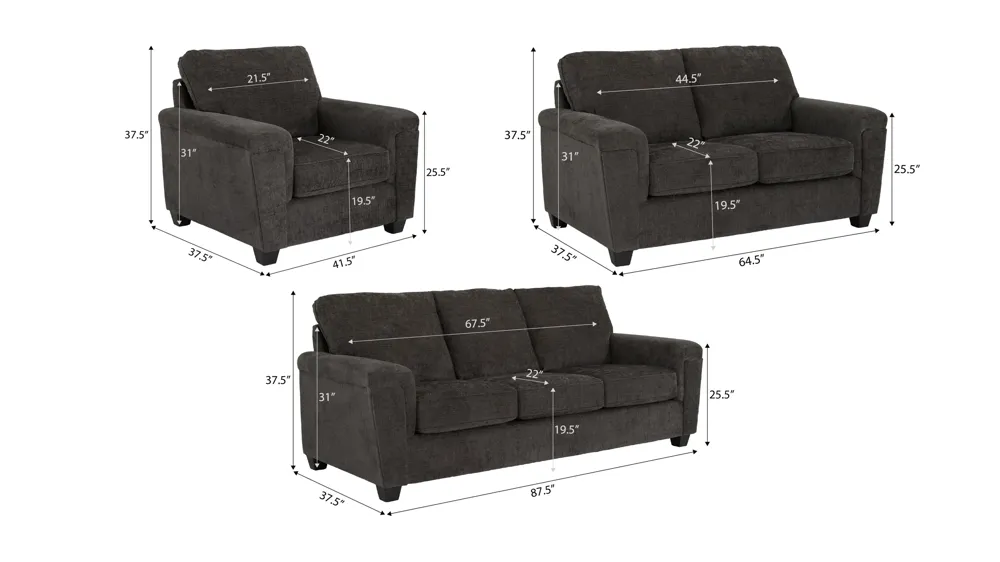 Elora Living Room Set Dimensions