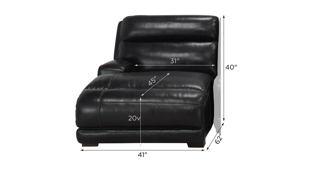 Tompkins Leather Left Arm Facing Chaise Dimensions