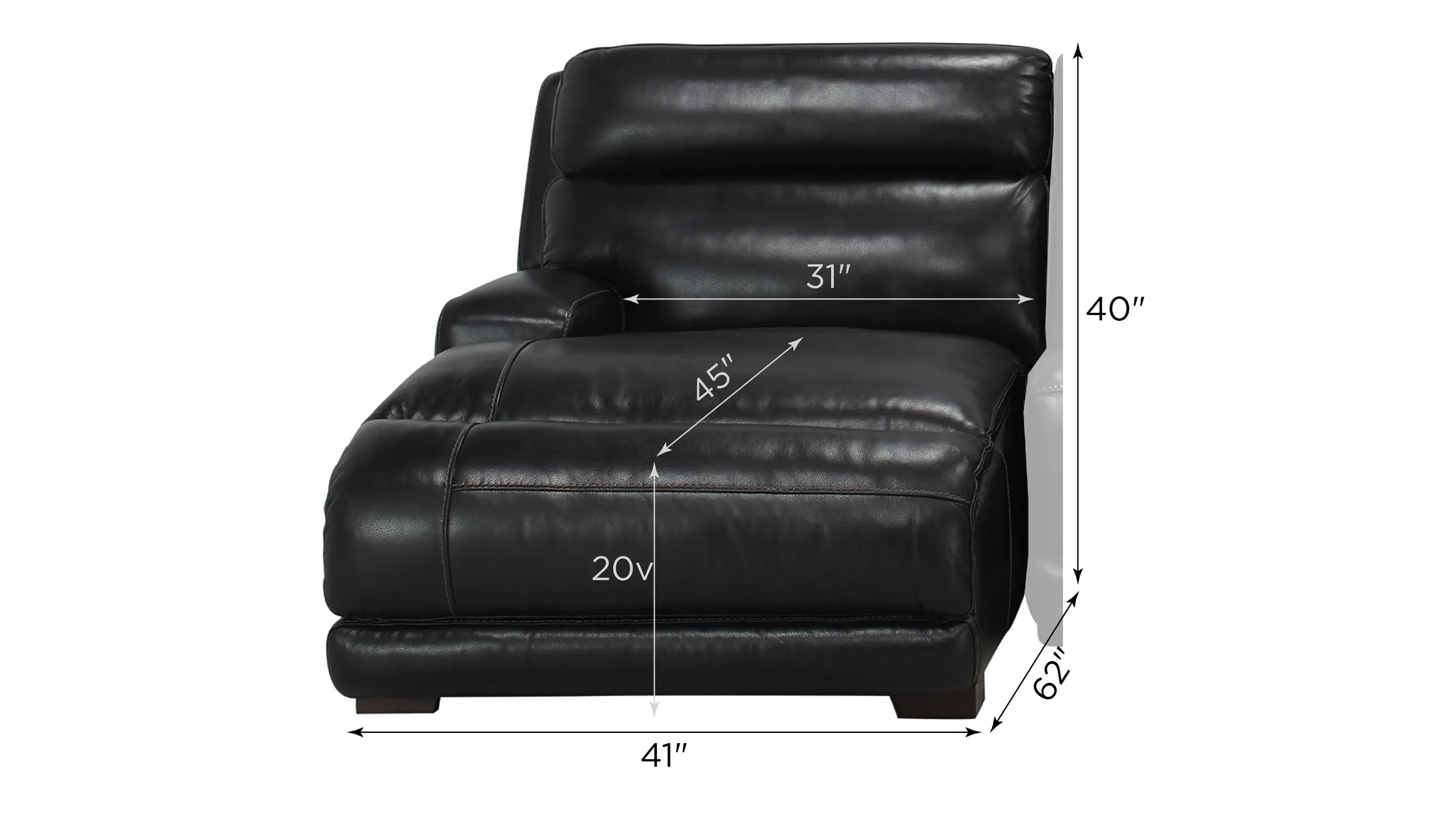 Tompkins Leather Left Arm Facing Chaise