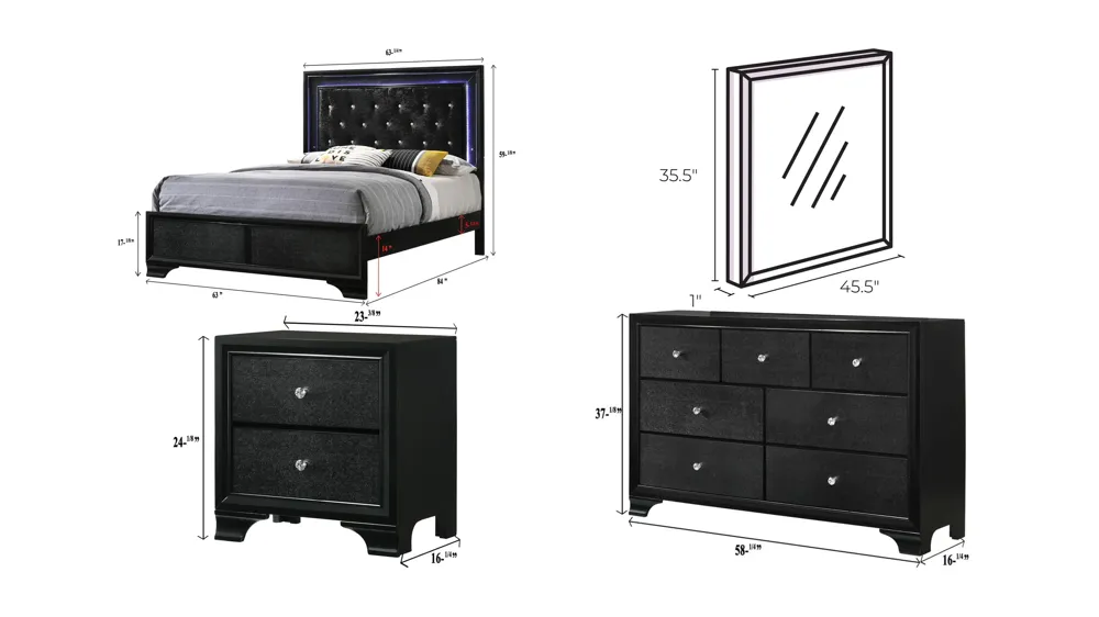 Micah 4-pc. Bedroom Set Dimensions