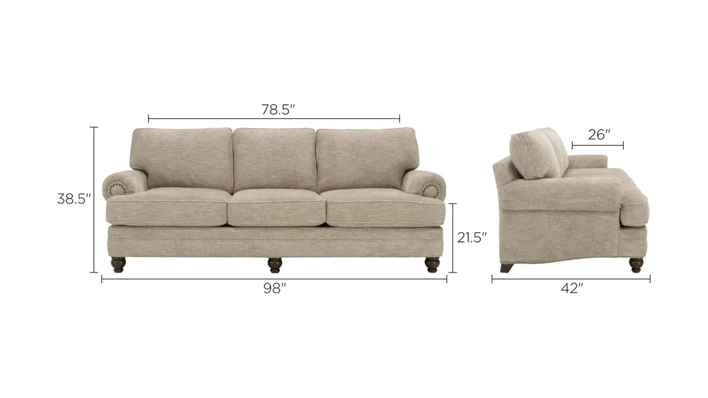 Tifton Chenille Sofa Dimensions