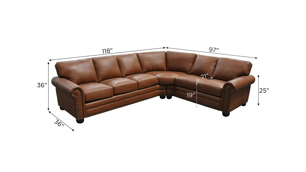 Savannah 2-pc. Sectional Sofa Dimensions