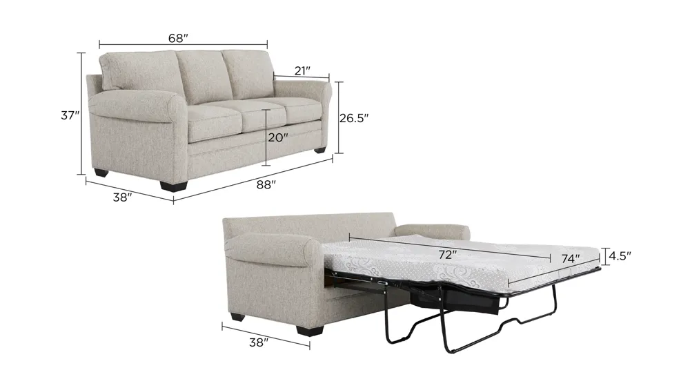 Wellsley Queen Sleeper Sofa Dimensions