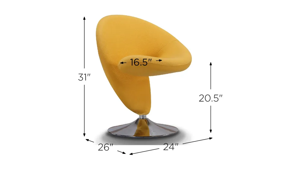 Curl Swivel Accent Chair (Set of 2) Dimensions