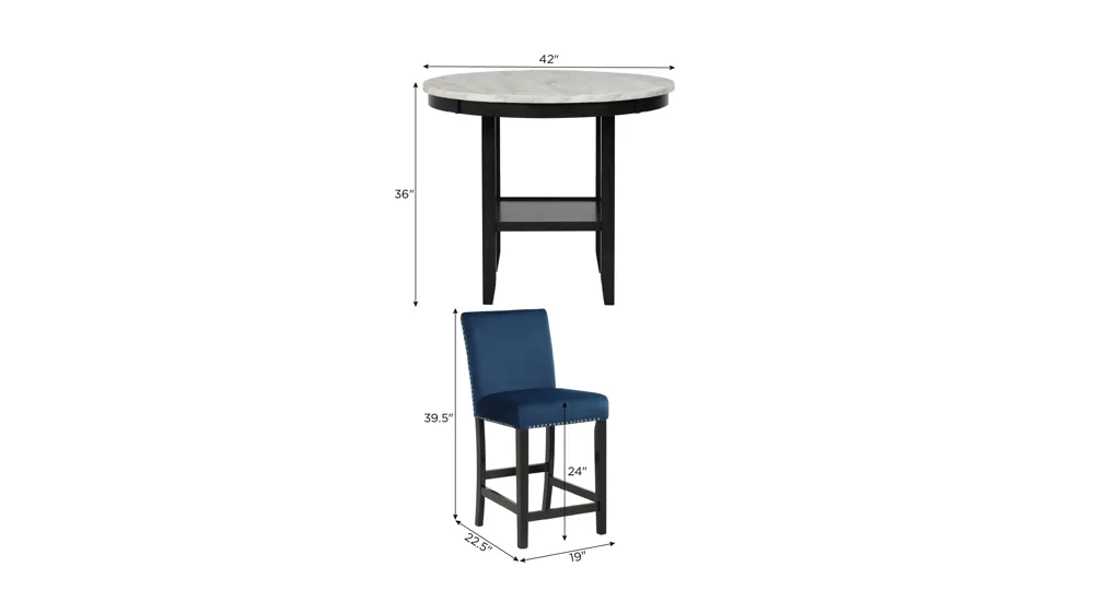 Lennon 5-pc. Counter Height Dining Set Dimensions