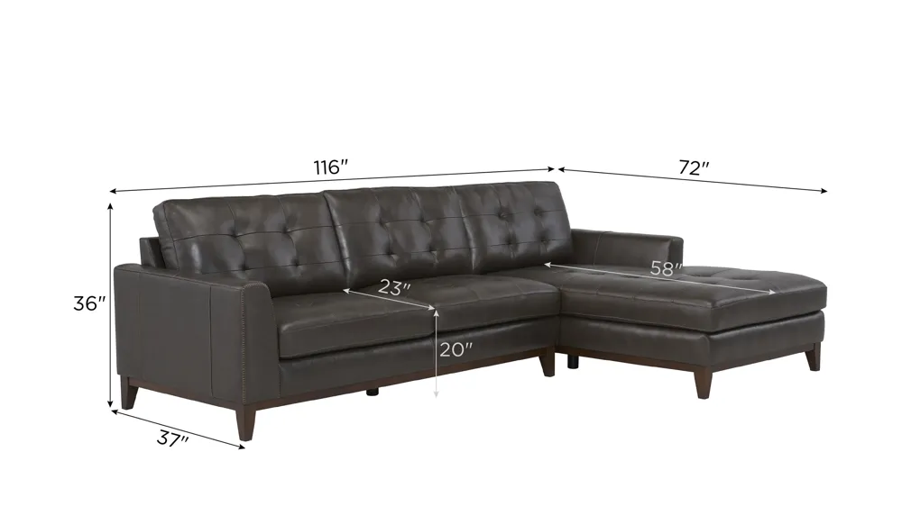 Wheaton Leather 2-pc. Sofa Chaise Dimensions