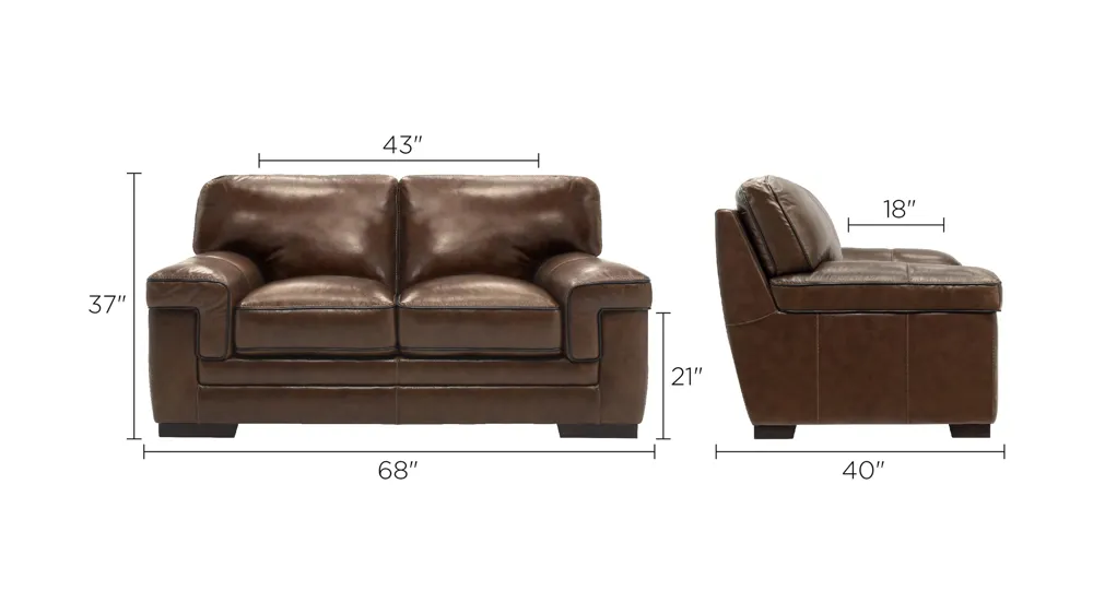 Colton Leather Loveseat Dimensions