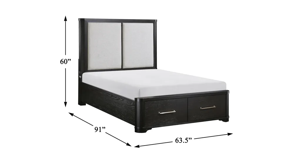 Maypop Platform Bed w/ Footboard Storage Dimensions