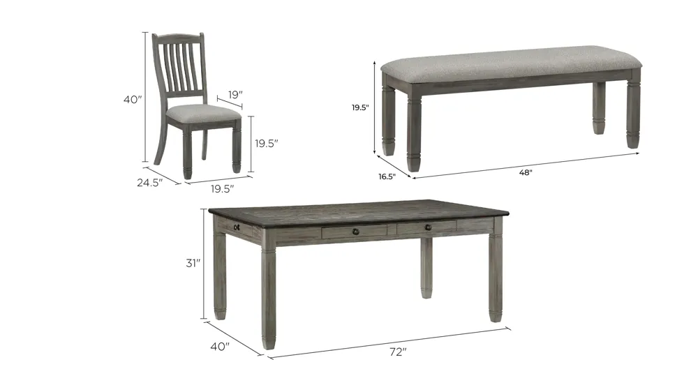 Lark 6-pc. Dining Room Set Dimensions