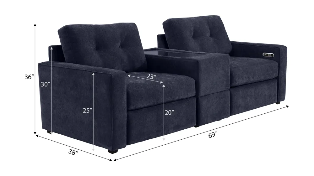 ModularOne 3-pc. Power Console Loveseat Dimensions
