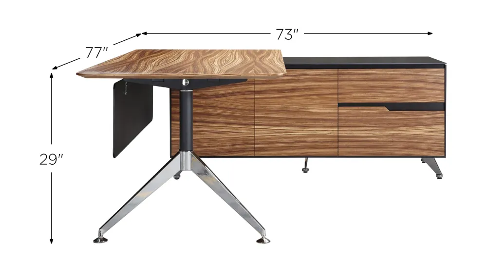 Fernley 400 Executive Desk w. Right Return File Cabinet Dimensions