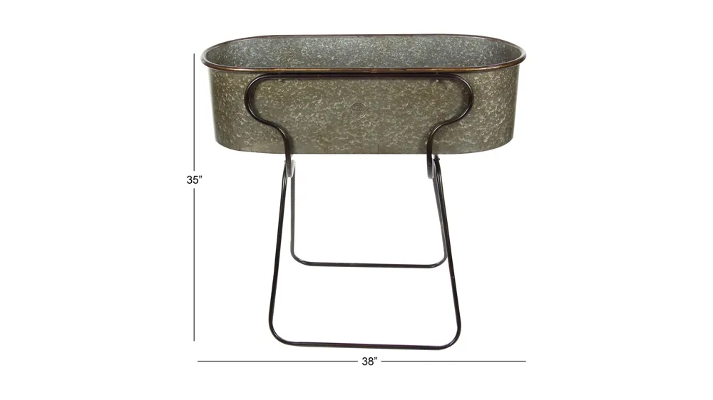Ivy Collection Gray Metal Planter Dimensions