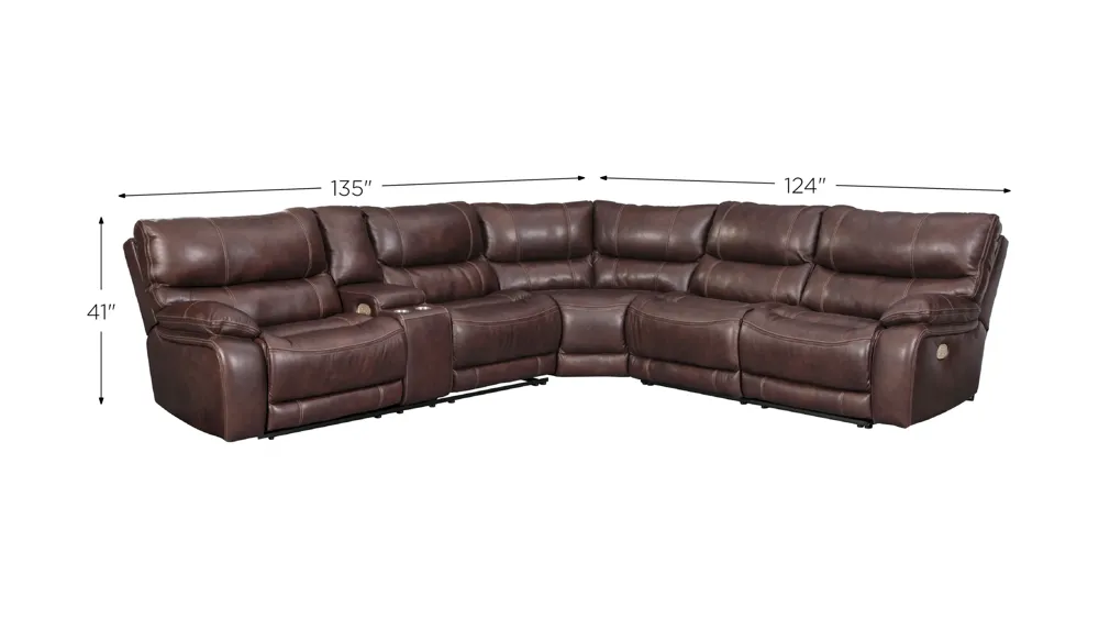 Muirfield 3-Piece Power Reclining Sectional Dimensions