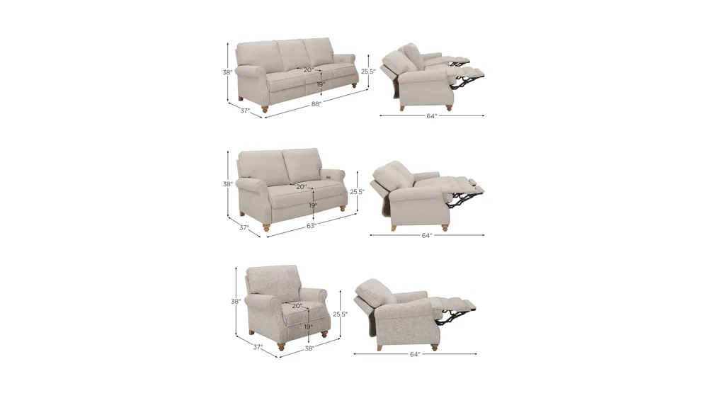 Lamont Living Room Set Dimensions
