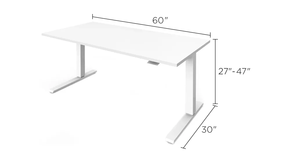 Humanscale Float 60" Adjustable Sit/Stand Computer Desk Dimensions