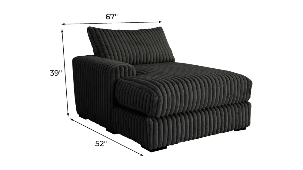 Onyx Moon Left Arm Facing Chaise Dimensions