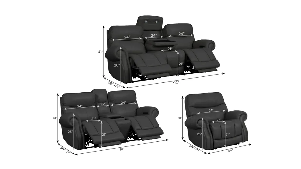 Brooks Living Room Set Dimensions