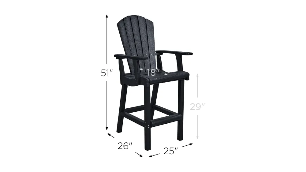 Generation Recycled Outdoor Classic Bar Height Arm Chair Dimensions