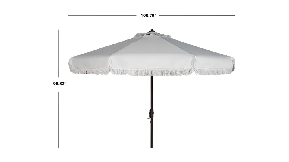 Murphy Fringe 9 ft Crank Outdoor Push Button Tilt Umbrella Dimensions