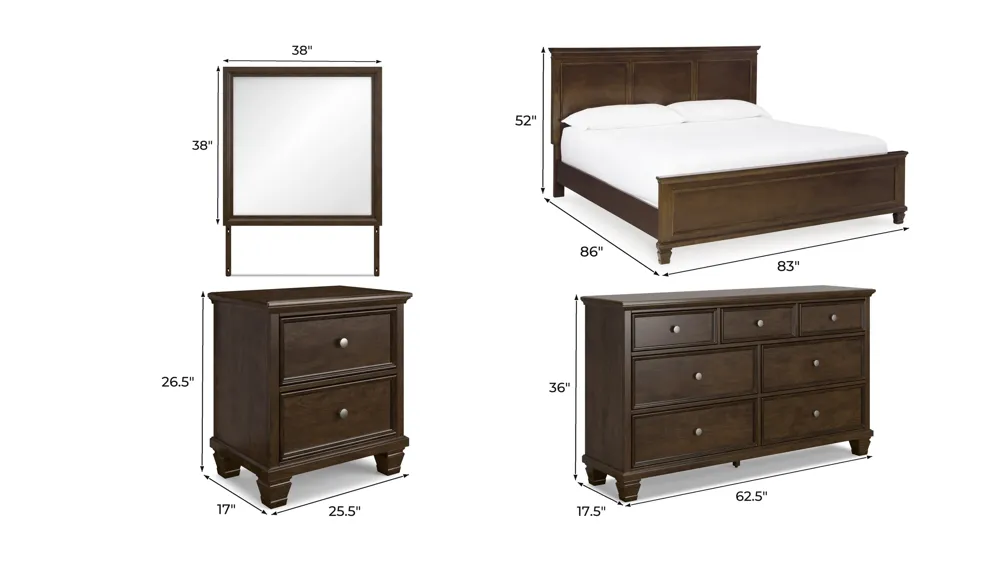 Reed 4-pc. Panel Bedroom Set Dimensions