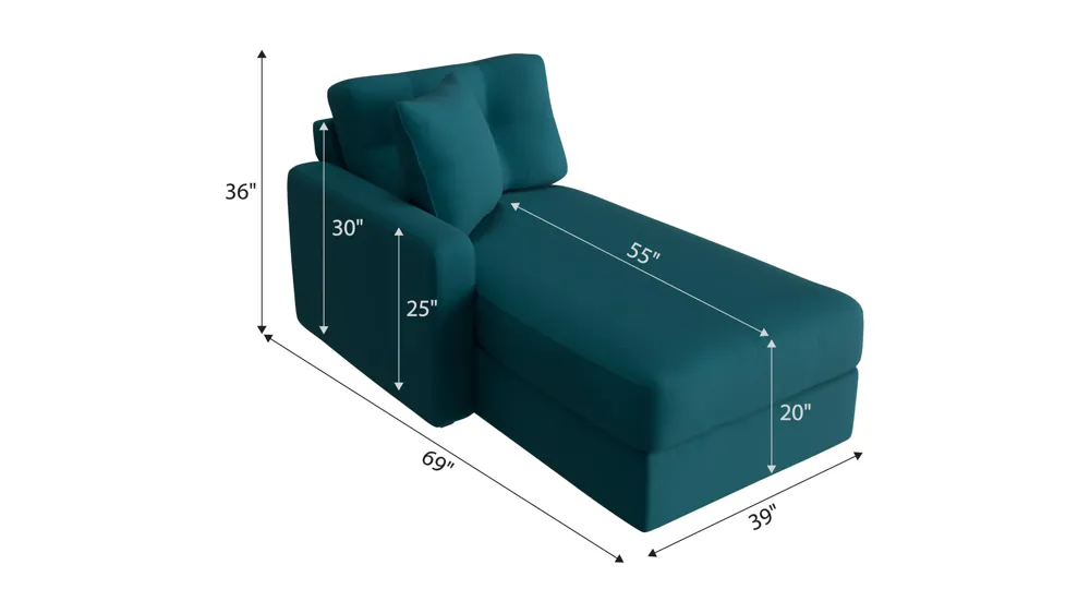 ModularOne Left Arm Facing Chaise Dimensions