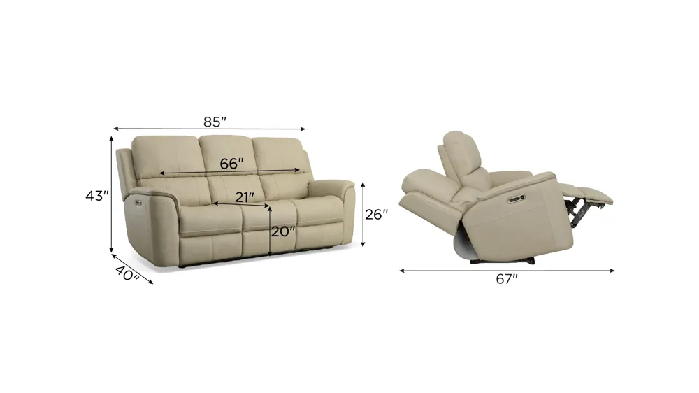 Henrick Triple Power Leather Sofa w/ Drop Down Table | Raymour