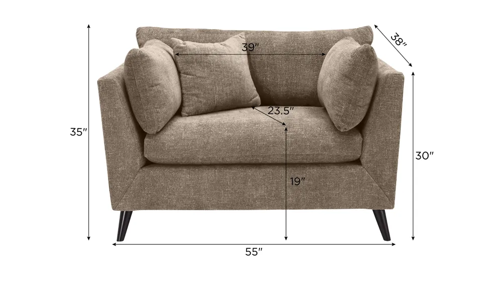 Caruso Chair and a Half Dimensions