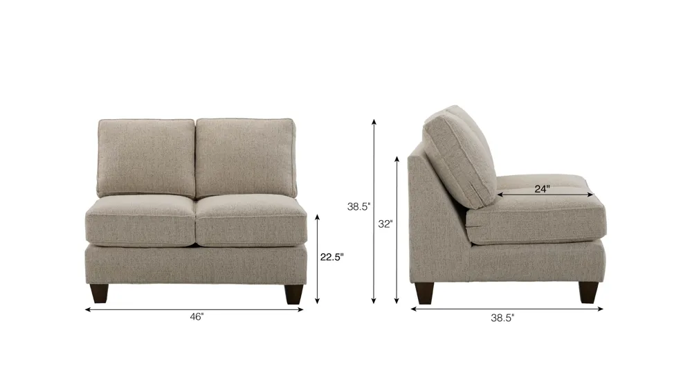 Crestwood Armless Loveseat Dimensions