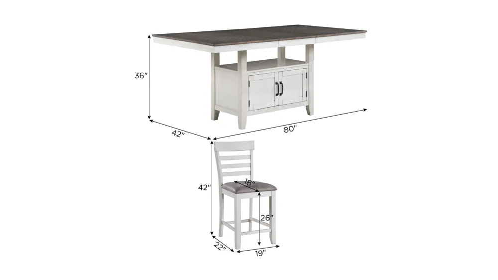 Richland 5-pc. Counter-Height Dining Set Dimensions