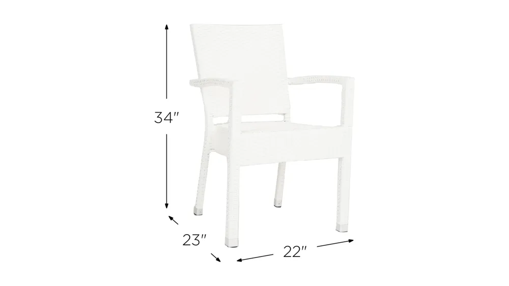 Darryl Outdoor Stacking Arm Chair - Set of 2 Dimensions