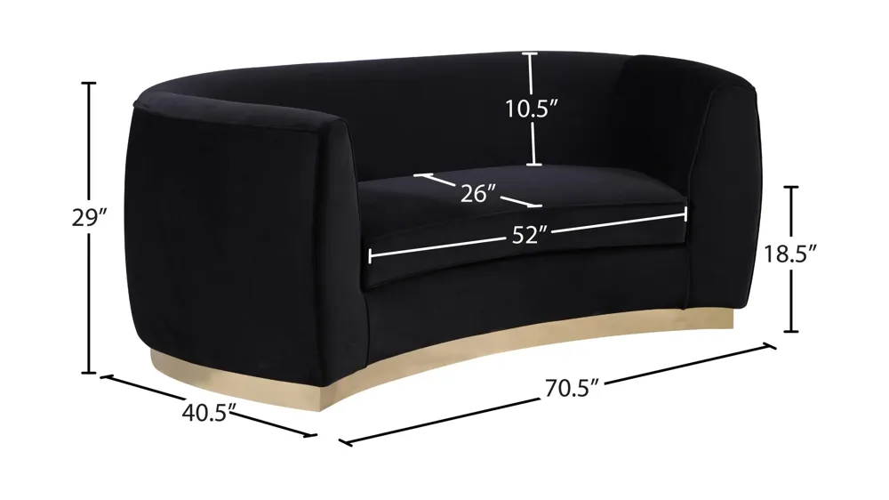 Julian Velvet Loveseat Dimensions