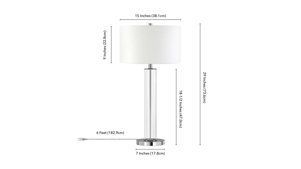 Bellamy Clear Glass Table Lamp Dimensions