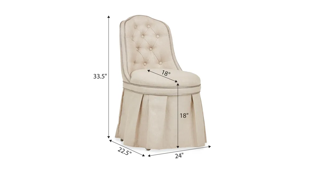 Villa Cherie Tufted Vanity Chair Dimensions