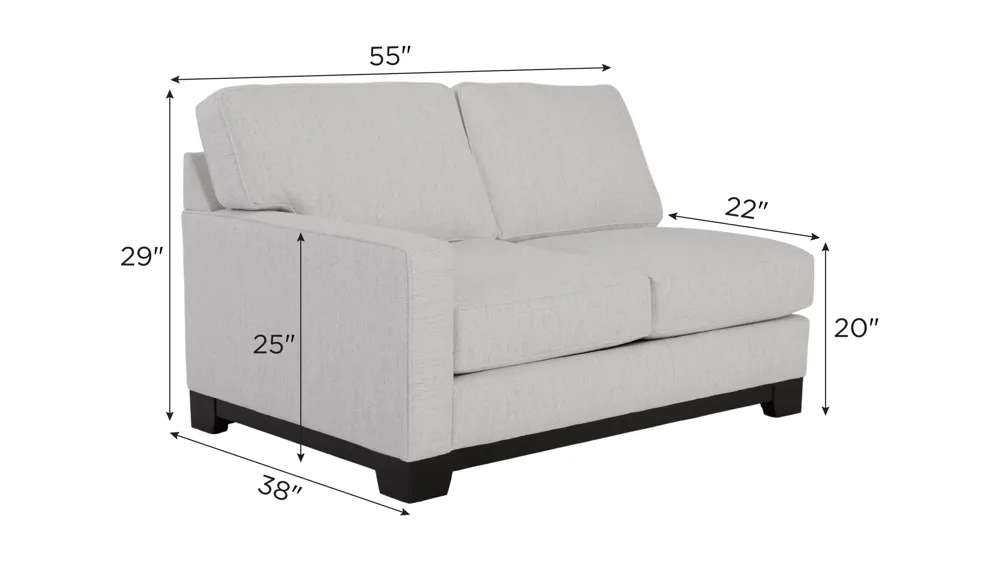 Artemis I Left Arm Facing Loveseat Dimensions