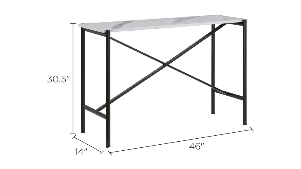 Braxton Rectangular Console Table with Faux Marble Top Dimensions