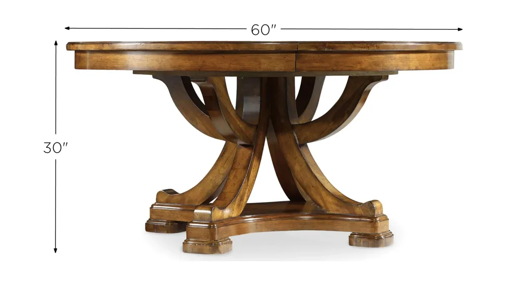 Tynecastle Round Pedestal Dining Table with Leaf Dimensions