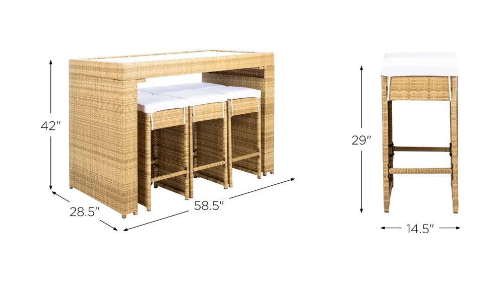 Hutton 7-pc. Outdoor Dining Set Dimensions