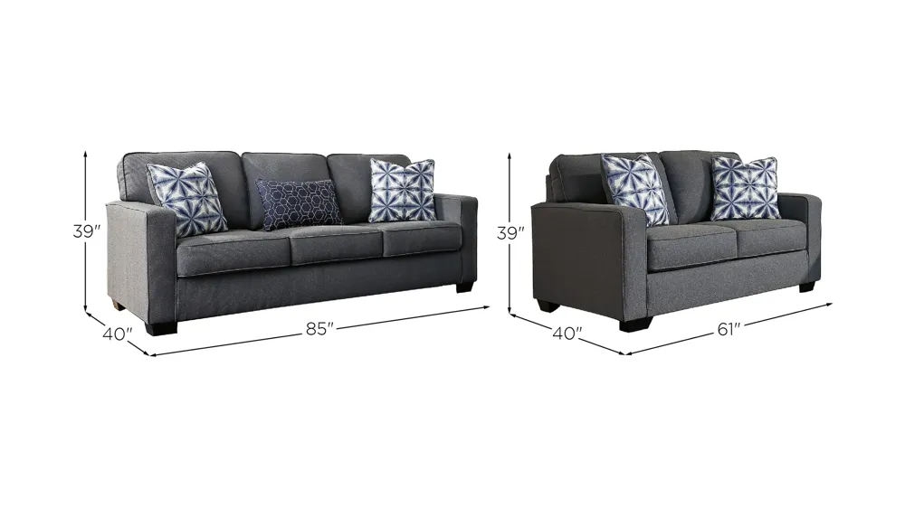 Kiessel Nuvella Sofa and Loveseat Set Dimensions