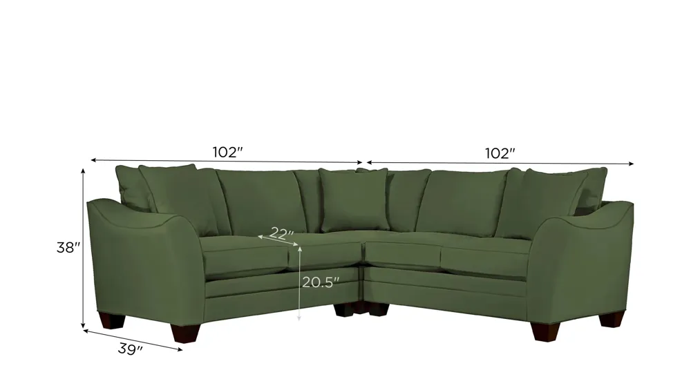 Foresthill 3-pc. Symmetrical Loveseat Sectional Sofa Dimensions