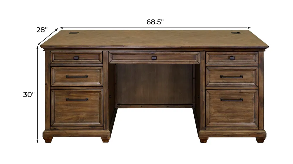 Porter Traditional Wood Double Pedestal Executive Desk Dimensions