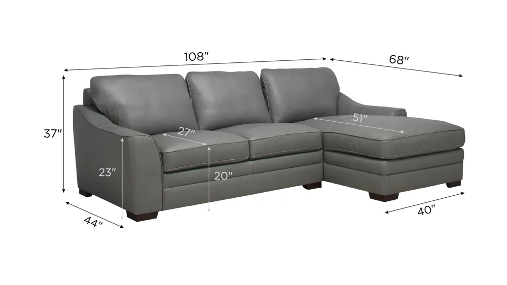 Dorian 2-pc. Sectional Dimensions