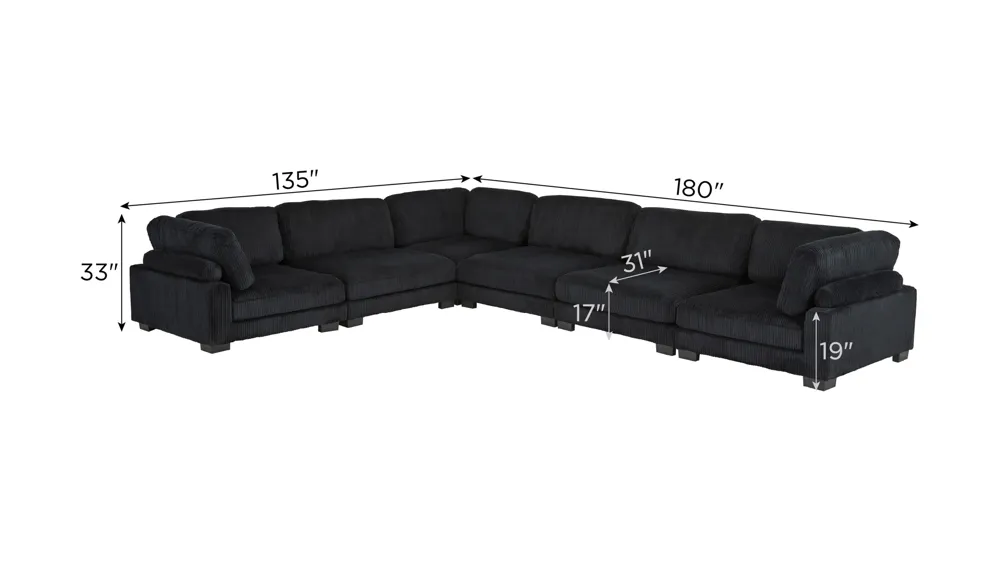 Maverick 6-pc. Sectional Dimensions