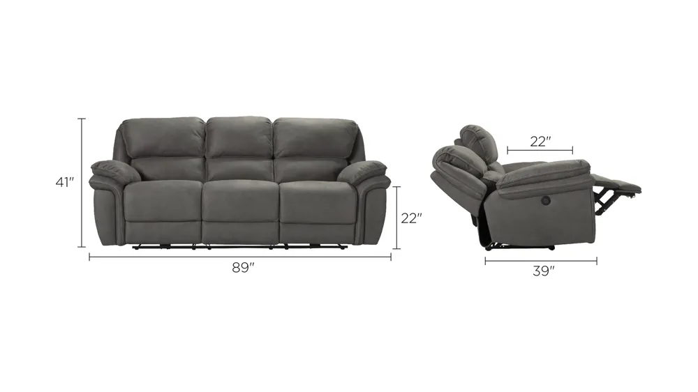 Skye Microfiber Power Reclining Sofa Dimensions