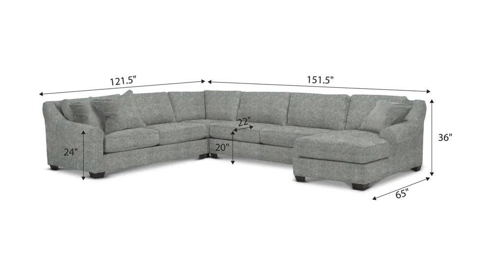 Thatcher 4-pc. Sectional Dimensions