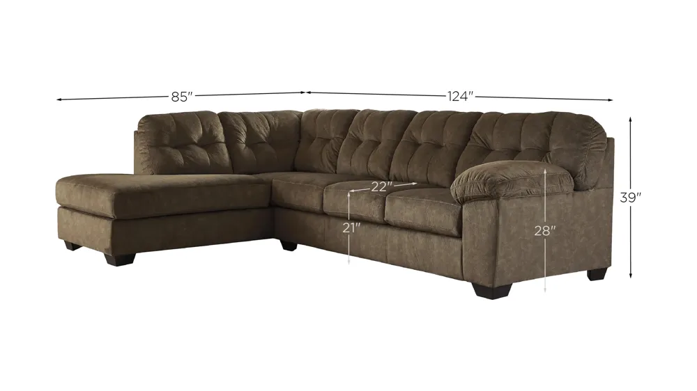 Accrington 2-Piece Sleeper Sectional with Chaise Dimensions